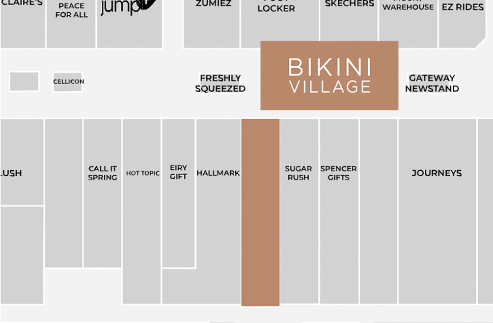 Carte du Oshawa Centre - où trouver la boutique Bikini Village