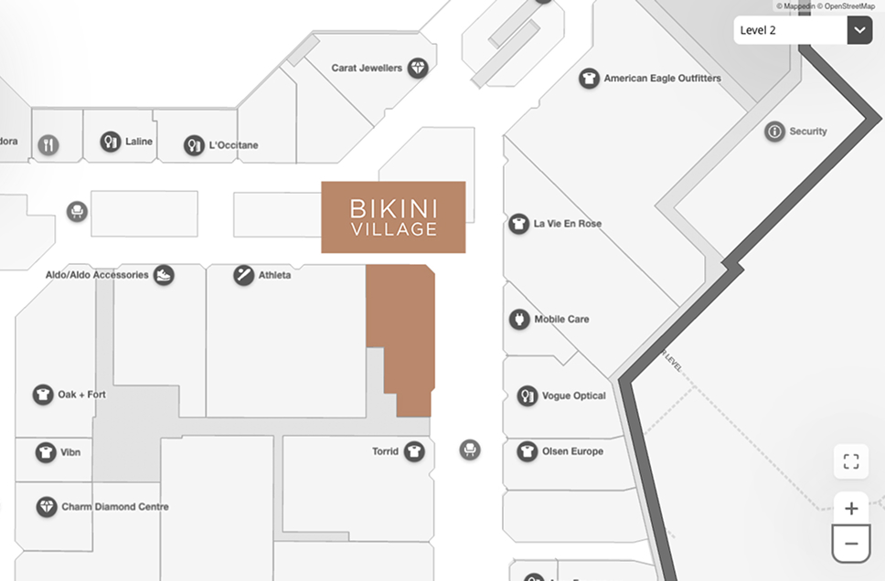 Map of Masonville Place - Where to find Bikini Village