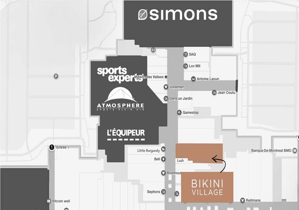 Map of Galeries d'Anjou - Where to find Bikini Village