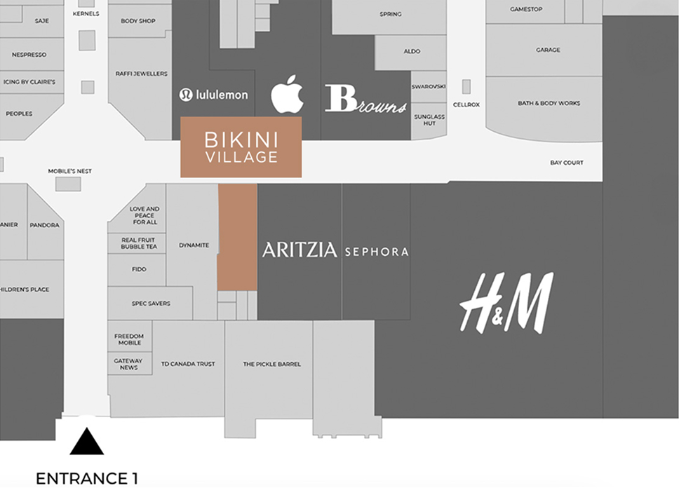 Carte du Yorkdale Shopping Centre - où trouver la boutique Bikini Village