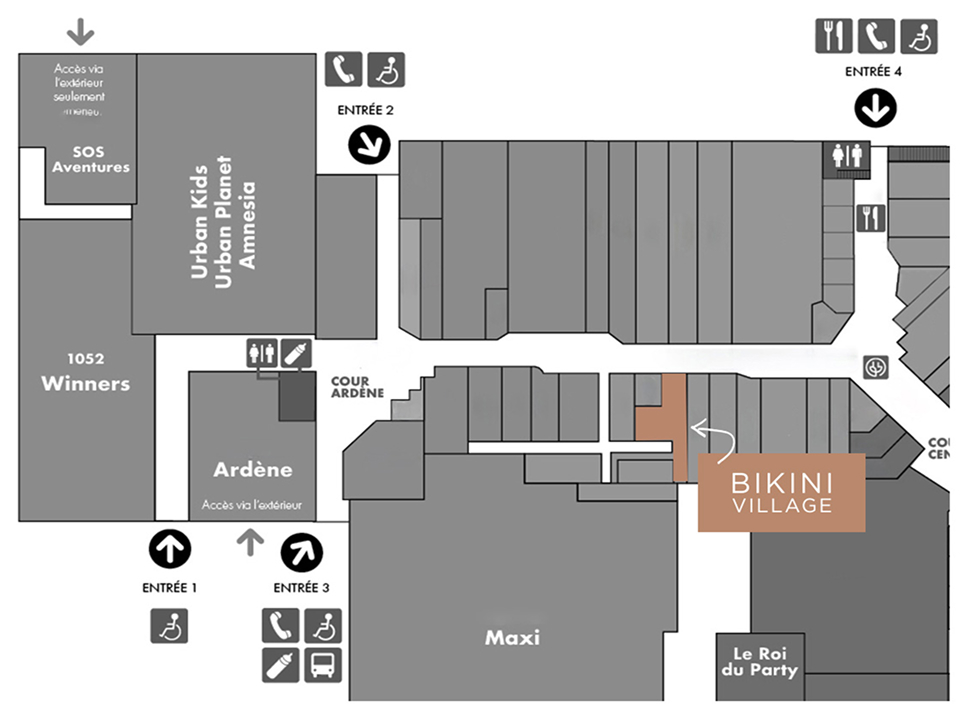 Carte du Carrefour du Nord - où trouver la boutique Bikini Village