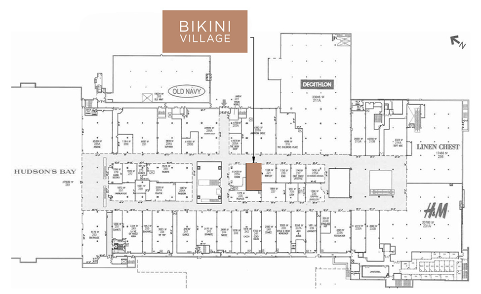 Map of the Mic Mac Mall - Where to find Bikini Village