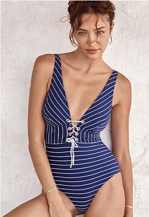 Plunge one-piece swimsuits