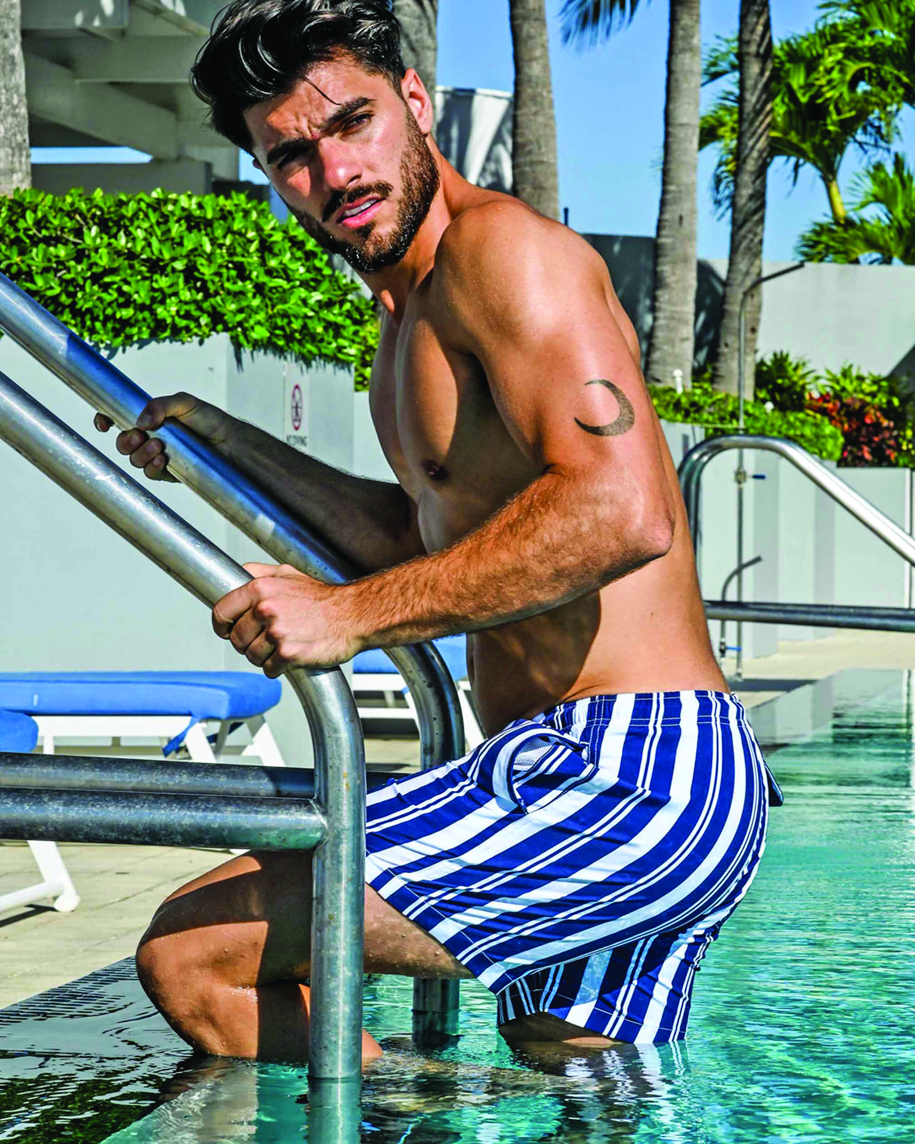 BERMIES Maillot volley STRIPES Rayures NAVYSTRIPES2 - View1