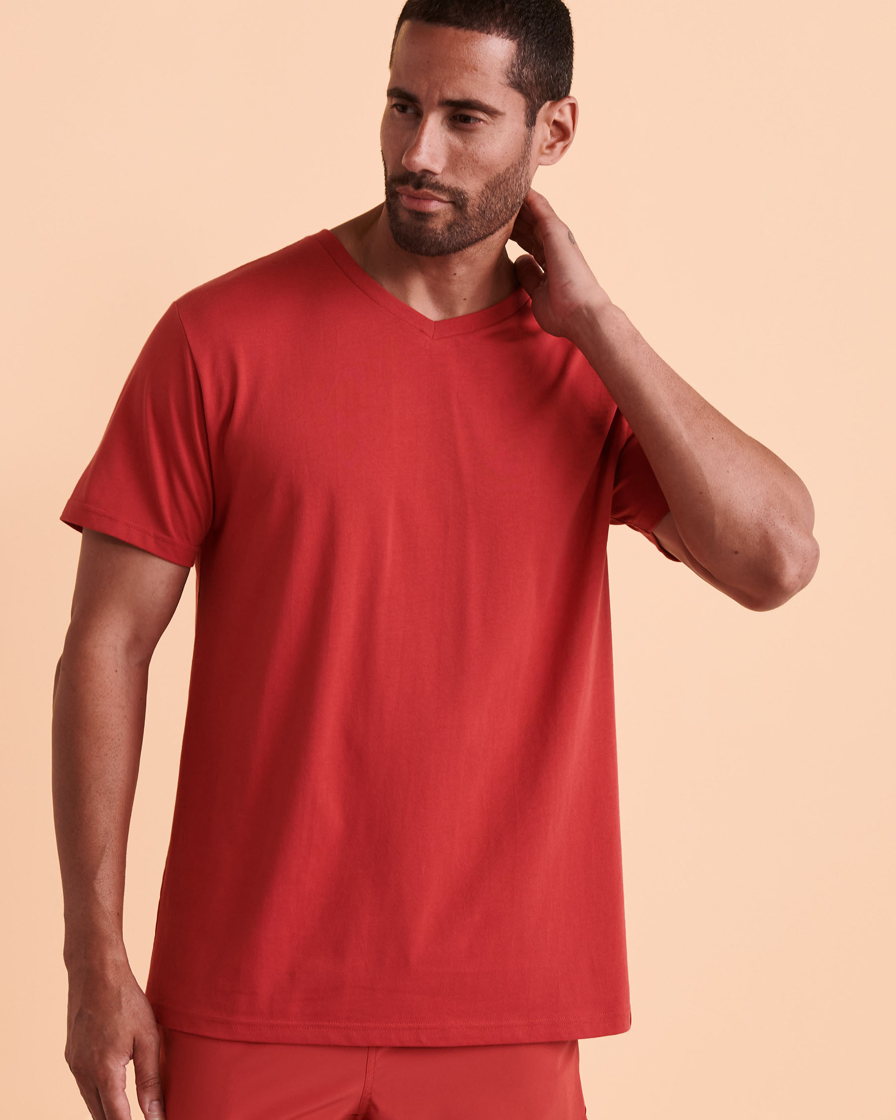 HAMABE V-neck T-shirt Red 04100005 - View1