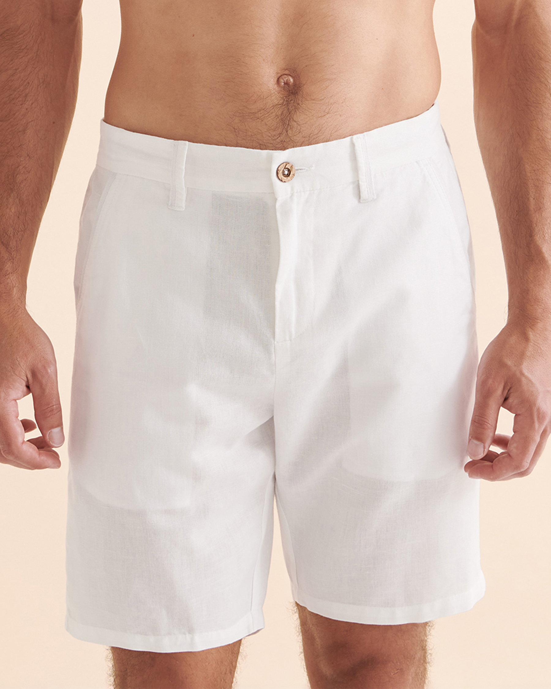 PUBLIC BEACH Linen Bermuda Shorts White PB6801BIK - View1