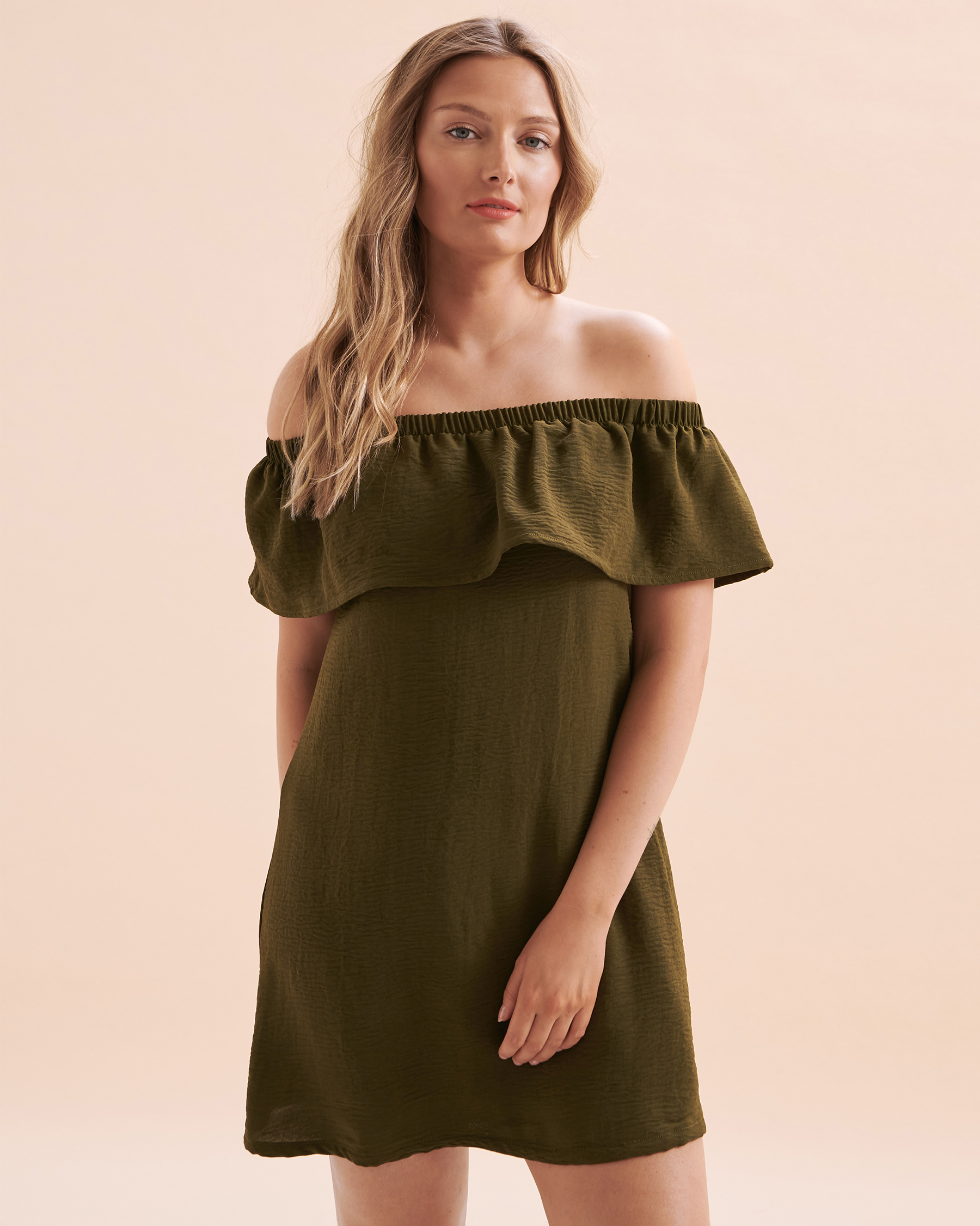 COVER ME Off the Shoulder Dress Khaki 22052575 - View1