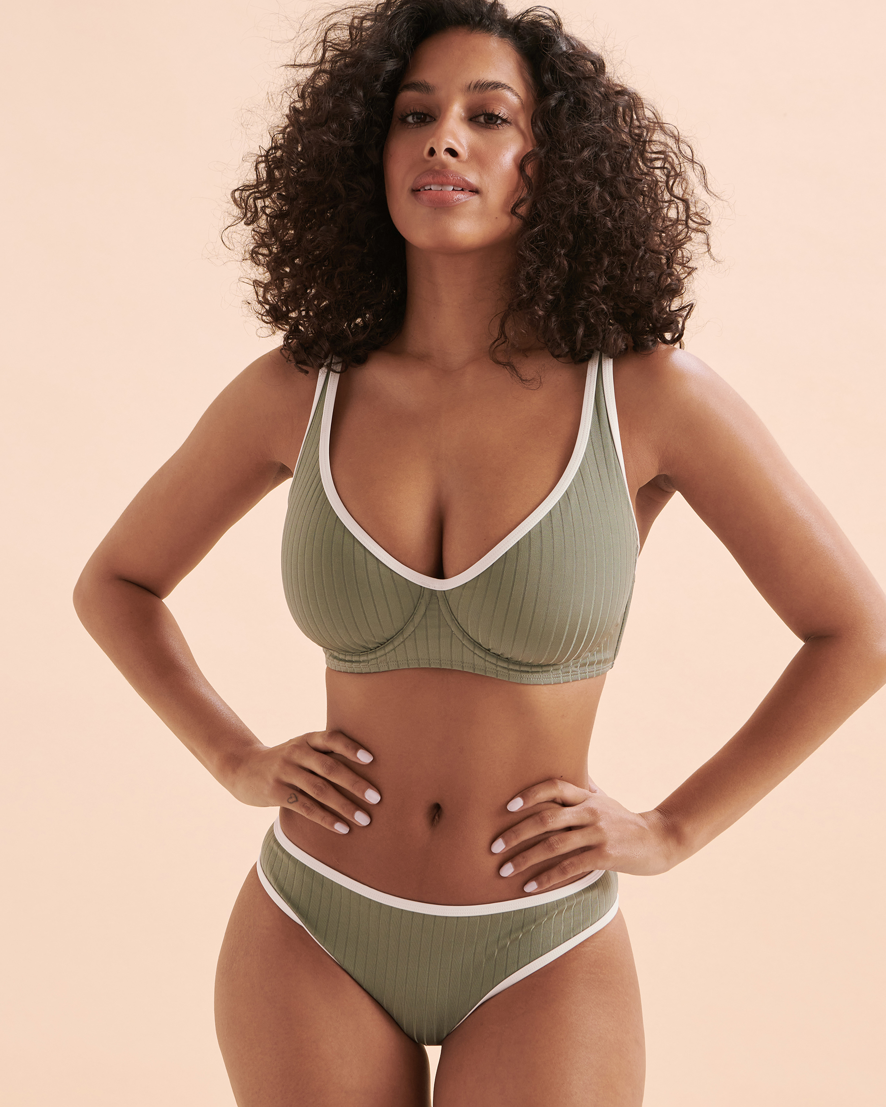 SKYE Clarity Florence D Cup Plunge Bikini Top Sage Green SK768317D - View1