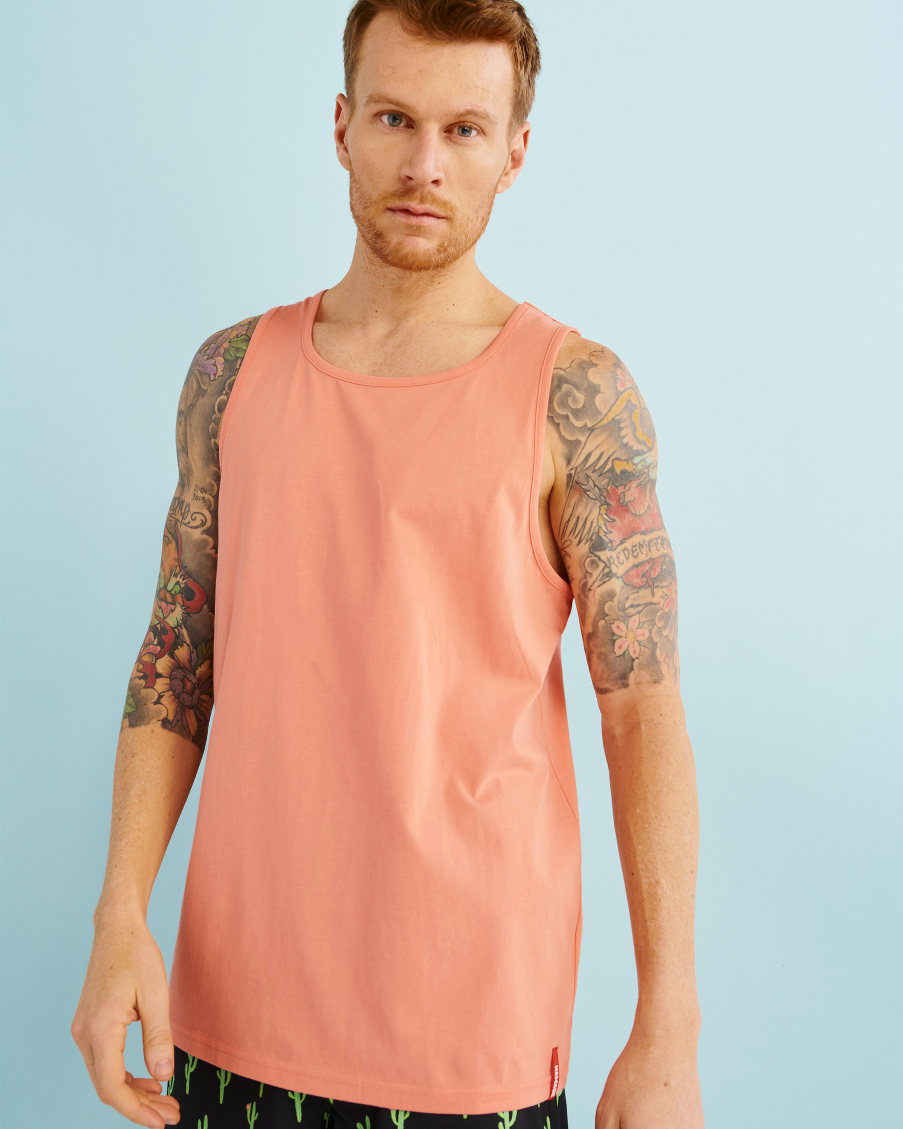 HAMABE Scoop Neck Tank Papaya 04100003 - View1