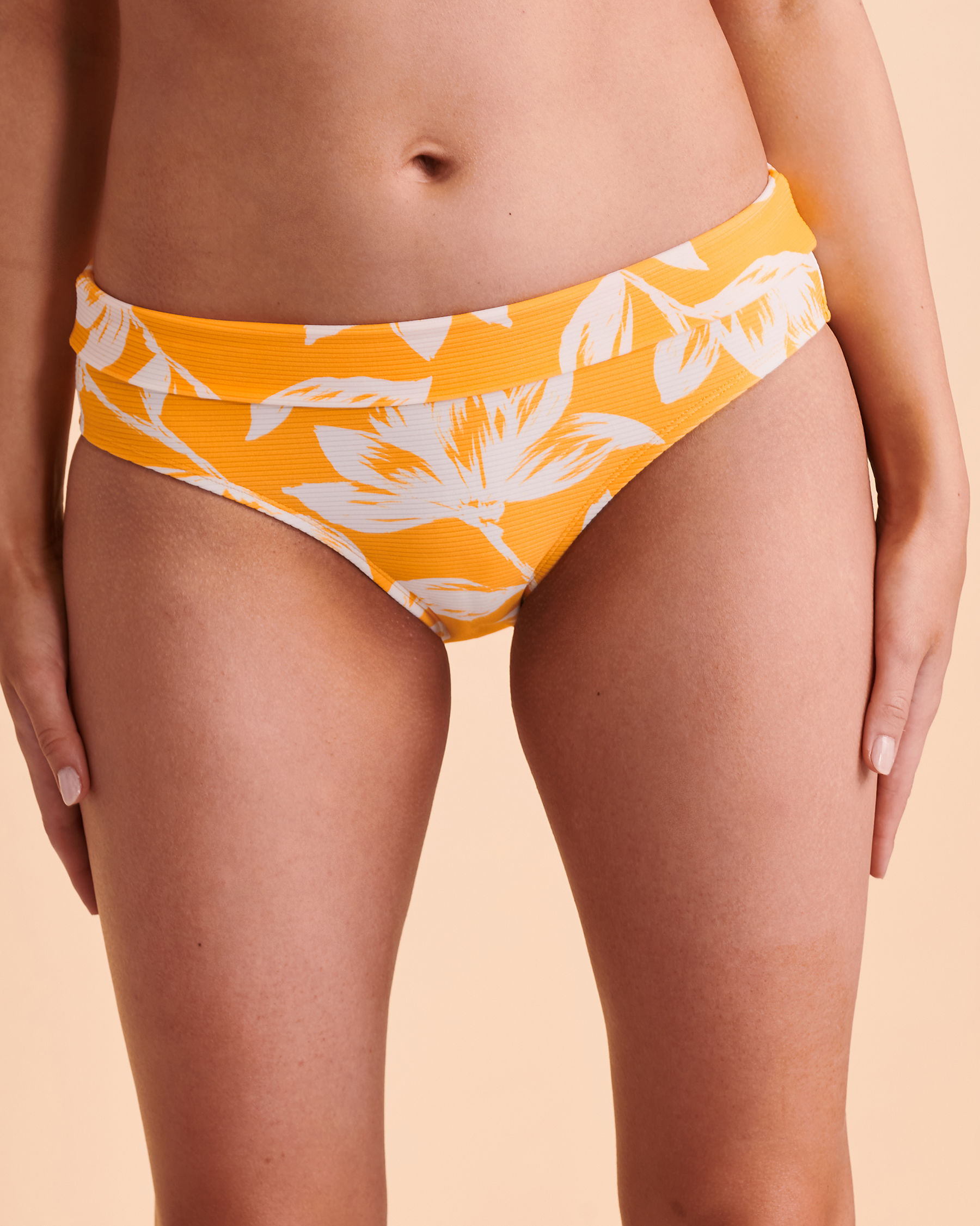 SKYE Bas de bikini bande de taille pliable ANGUILLA Imprimé jaune SK70538 - View1