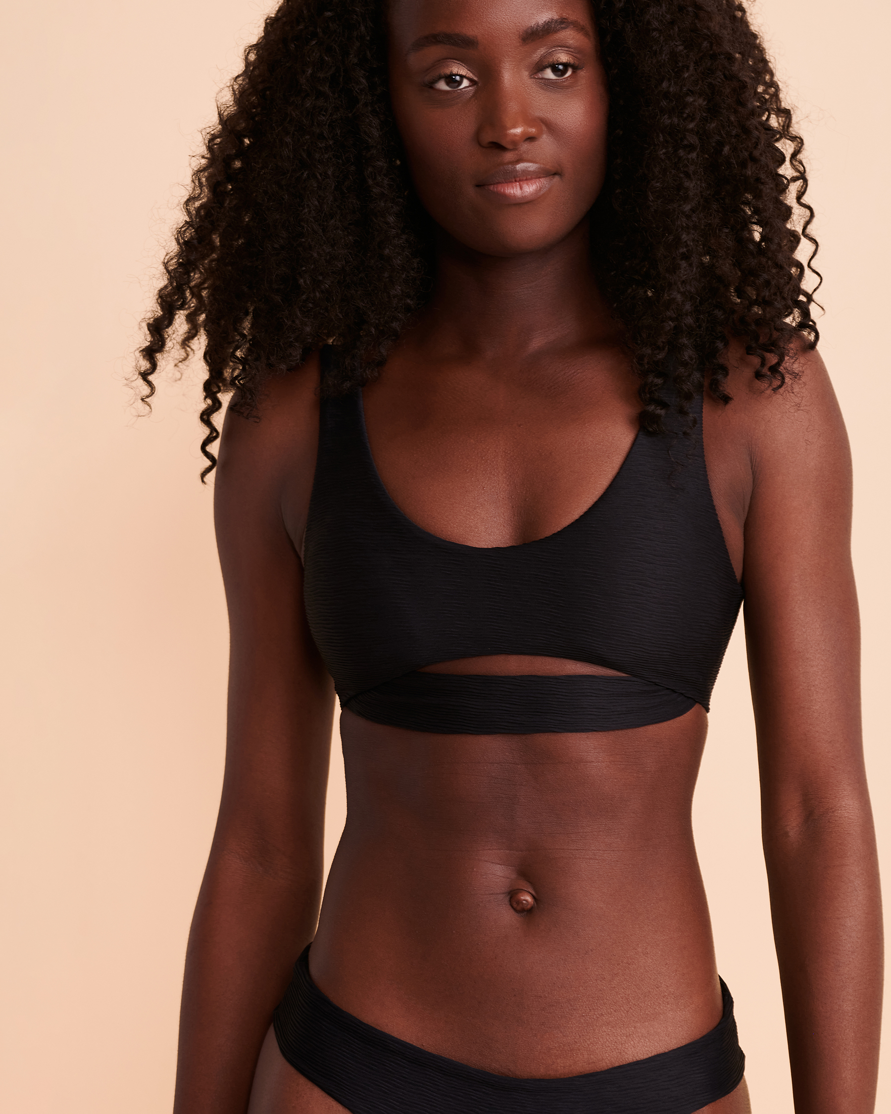 MALAI TEXTURED Bree Bralette Bikini Top Black T41071 - View1