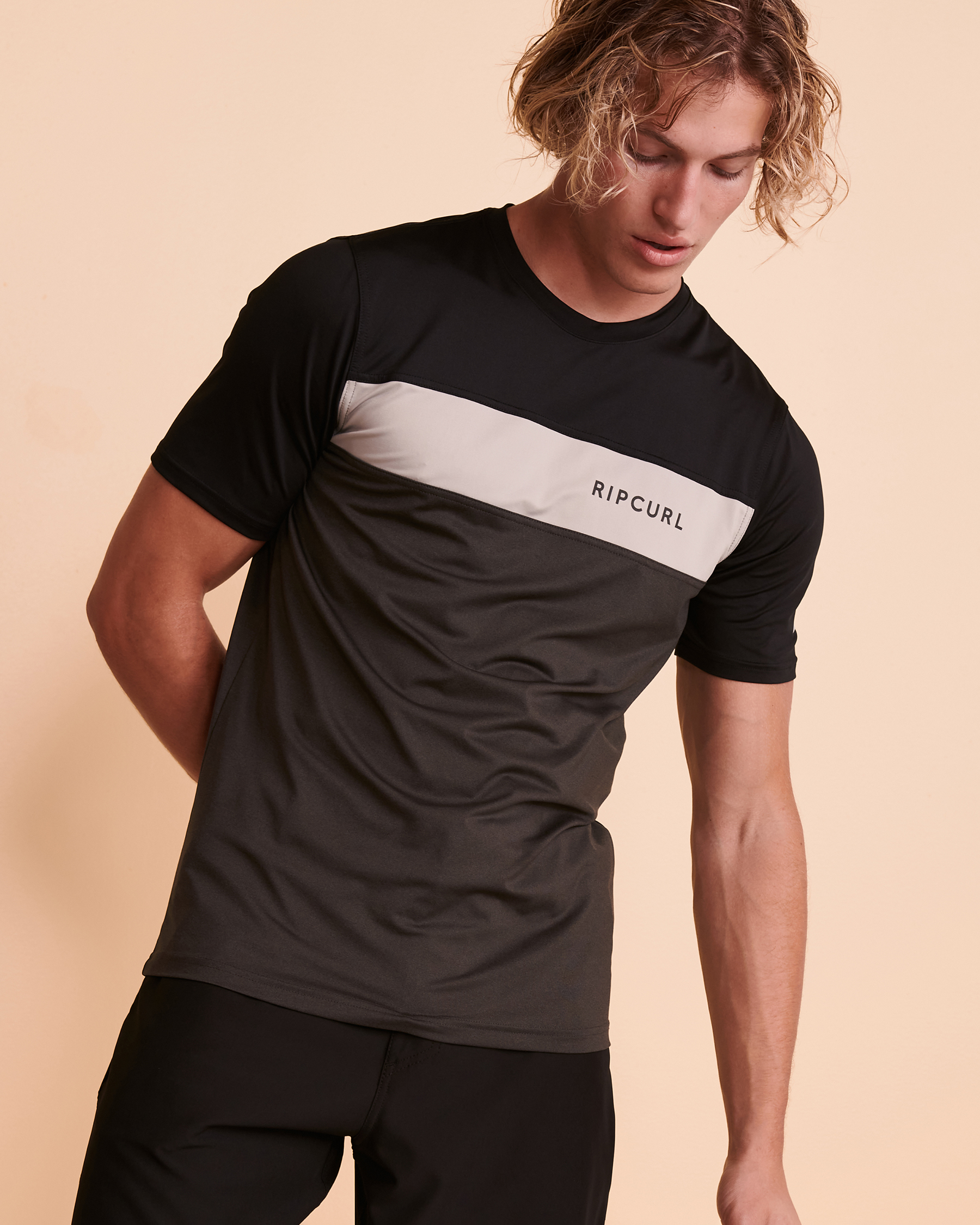 RIP CURL UNDERLINE Short Sleeve Rashguard Black WLYYPM - View1