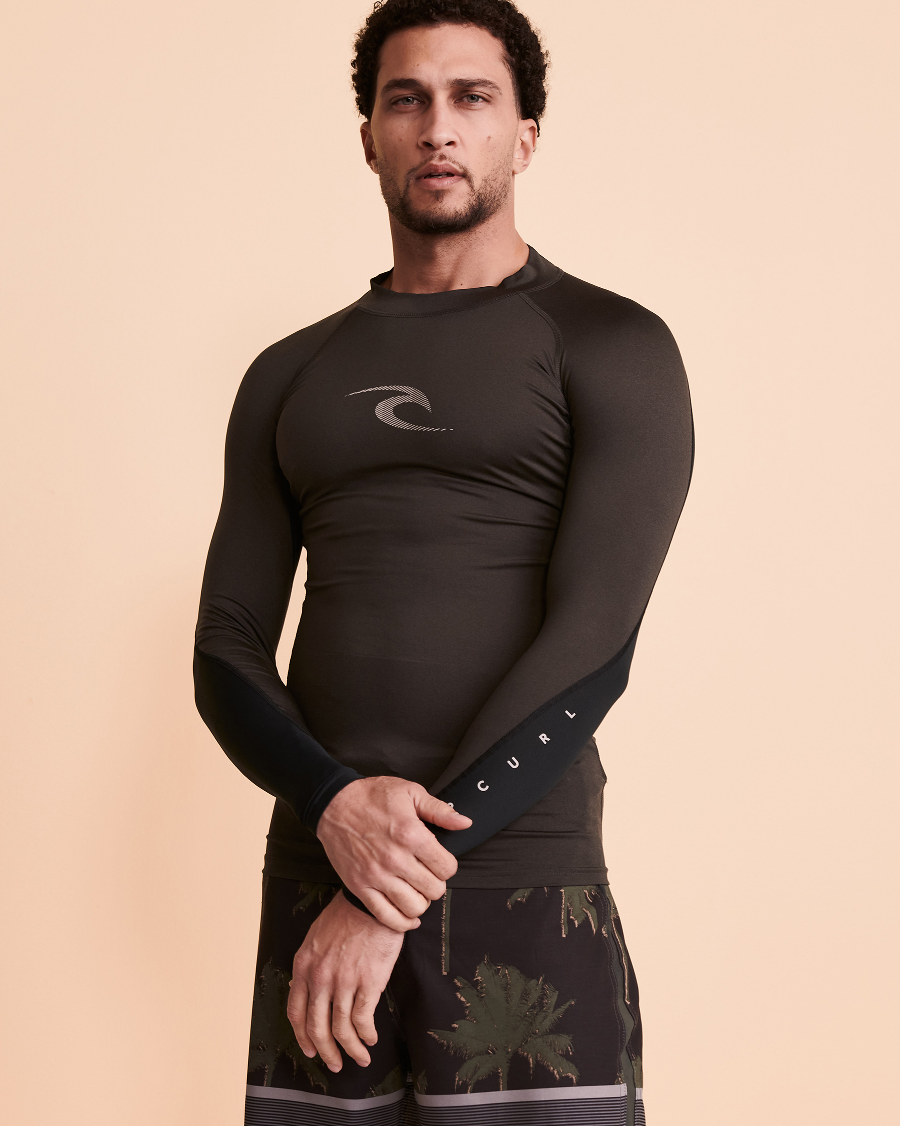 RIP CURL WAVE Long Sleeve Rashguard Black charcoal WLU3AM - View1