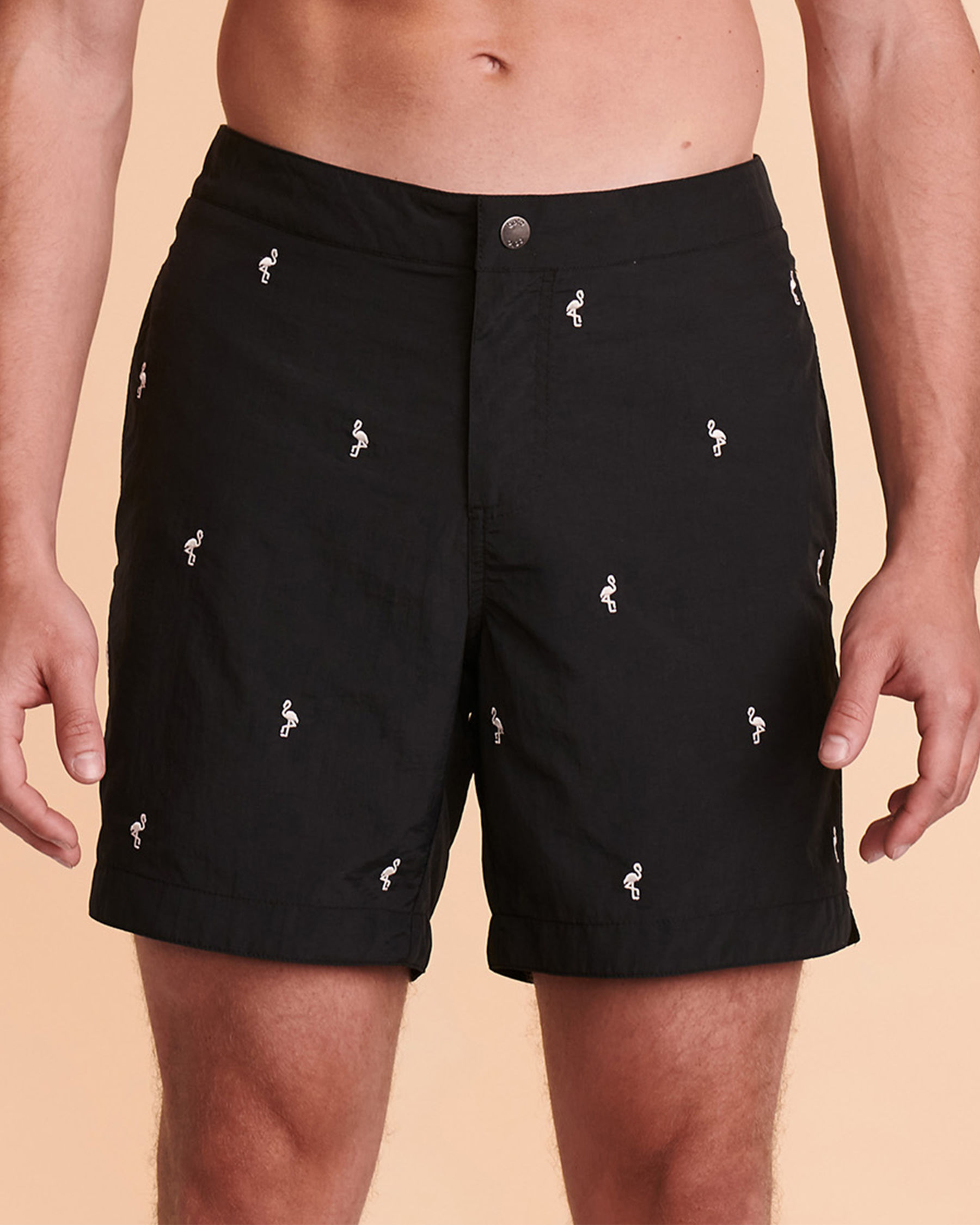 BOTO FLAMINGO Embroidered Swim Trunk Black print 314114 - View1